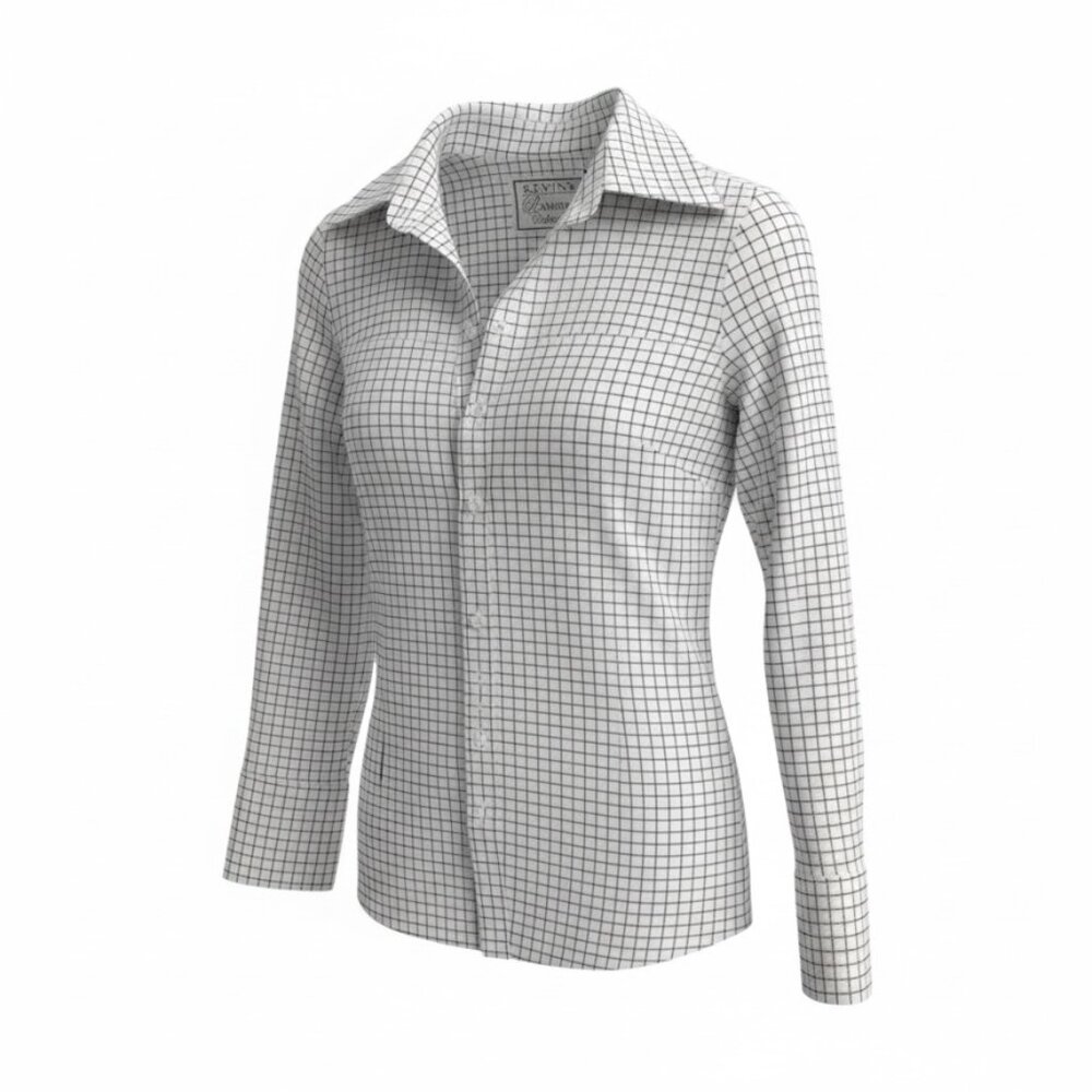 Kevin's Plantation Collection Windowpane Button Down Shirt Medium Blue White